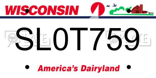 SL0T759 Wisconsin License Plate