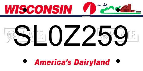 SL0Z259 Wisconsin License Plate