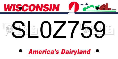 SL0Z759 Wisconsin License Plate