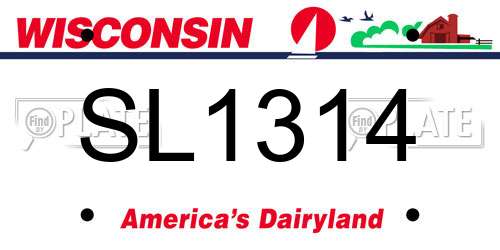 SL1314 Wisconsin License Plate
