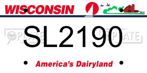 SL2190 Wisconsin License Plate