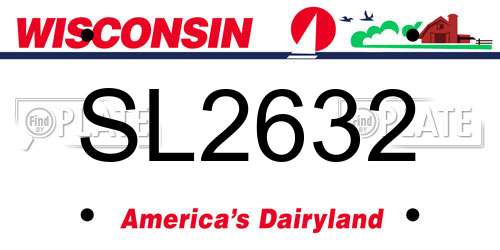 SL2632 Wisconsin License Plate