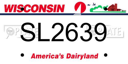 SL2639 Wisconsin License Plate