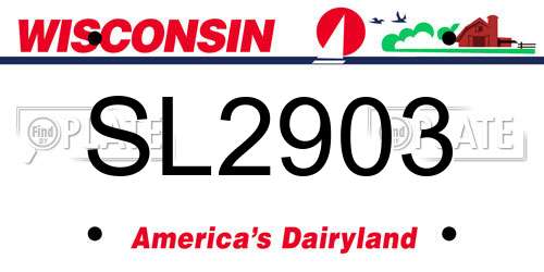SL2903 Wisconsin License Plate