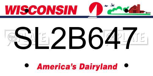 SL2B647 Wisconsin License Plate