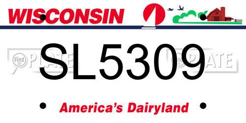 SL5309 Wisconsin License Plate
