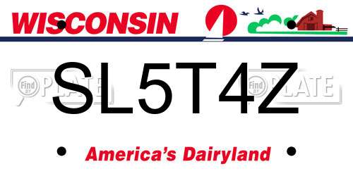 SL5T4Z Wisconsin License Plate