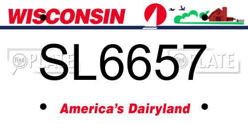 SL6657 Wisconsin License Plate
