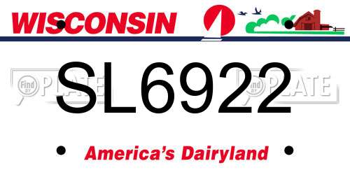 SL6922 Wisconsin License Plate