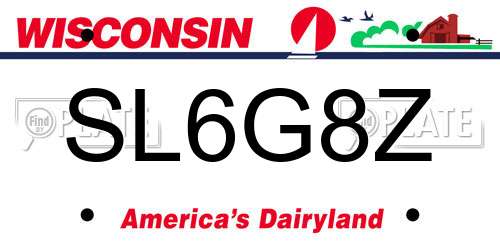 SL6G8Z Wisconsin License Plate