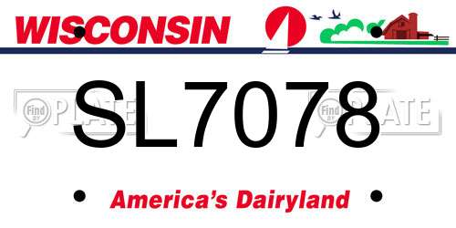 SL7078 Wisconsin License Plate