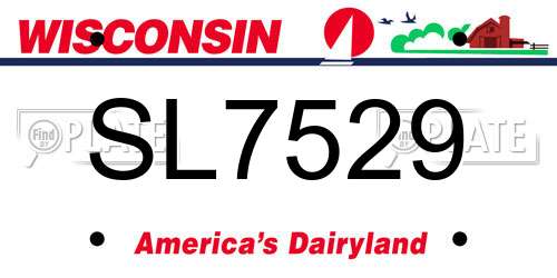 SL7529 Wisconsin License Plate