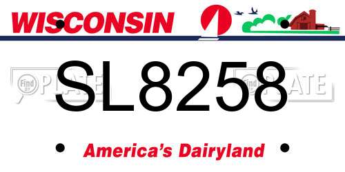 SL8258 Wisconsin License Plate