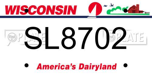 SL8702 Wisconsin License Plate