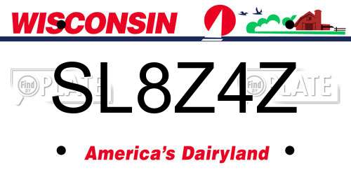 SL8Z4Z Wisconsin License Plate
