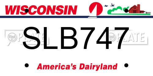 SLB747 Wisconsin License Plate