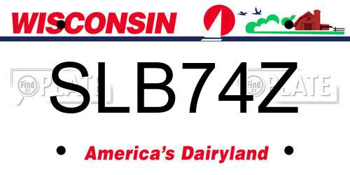 SLB74Z Wisconsin License Plate