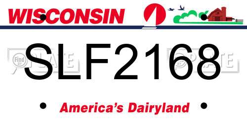 SLF2168 Wisconsin License Plate