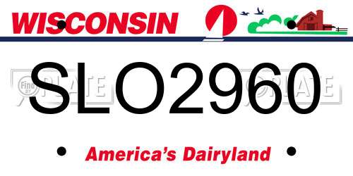 SLO2960 Wisconsin License Plate