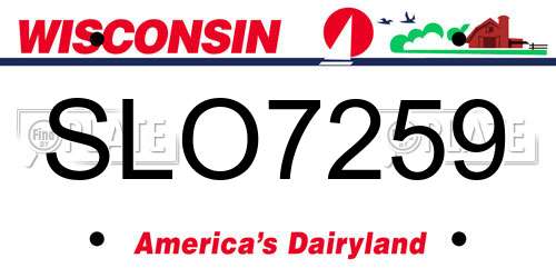 SLO7259 Wisconsin License Plate