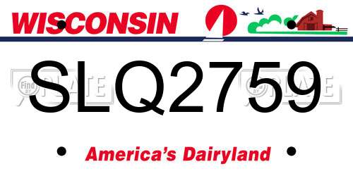 SLQ2759 Wisconsin License Plate