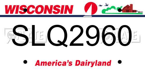 SLQ2960 Wisconsin License Plate