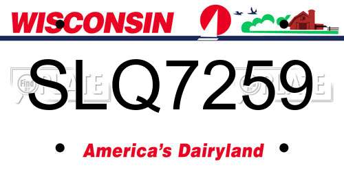 SLQ7259 Wisconsin License Plate