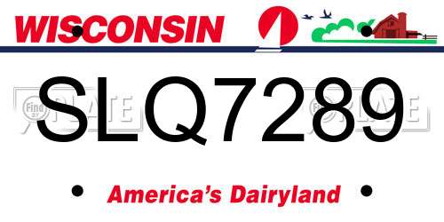 SLQ7289 Wisconsin License Plate