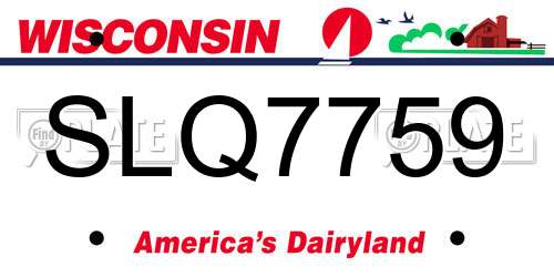 SLQ7759 Wisconsin License Plate