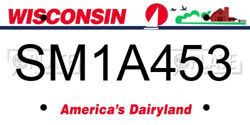 SM1A453 Wisconsin License Plate