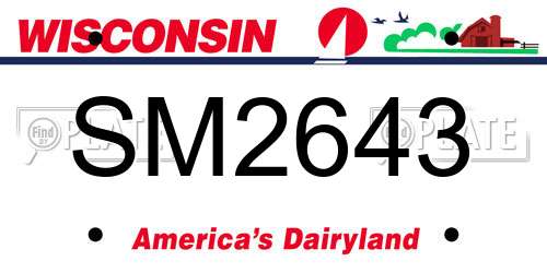 SM2643 Wisconsin License Plate
