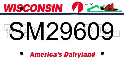 SM29609 Wisconsin License Plate