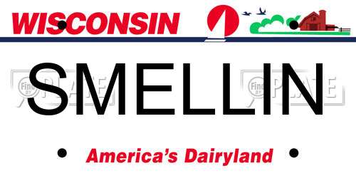 SMELLIN Wisconsin License Plate