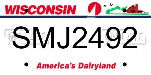 SMJ2492 Wisconsin License Plate