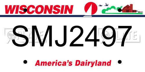 SMJ2497 Wisconsin License Plate