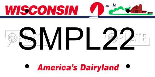 SMPL22 Wisconsin License Plate