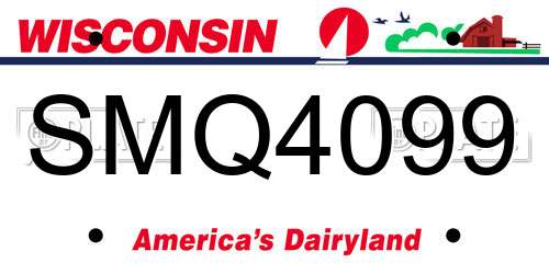 SMQ4099 Wisconsin License Plate