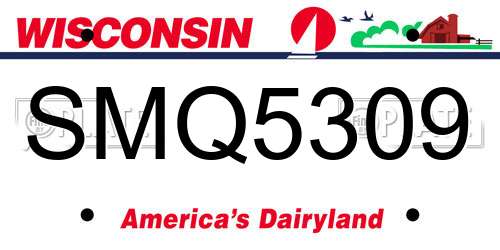 SMQ5309 Wisconsin License Plate