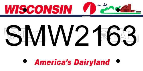 SMW2163 Wisconsin License Plate