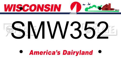 SMW352 Wisconsin License Plate