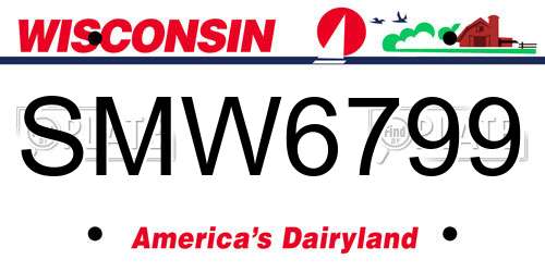 SMW6799 Wisconsin License Plate