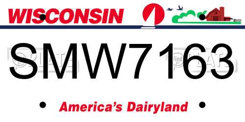 SMW7163 Wisconsin License Plate