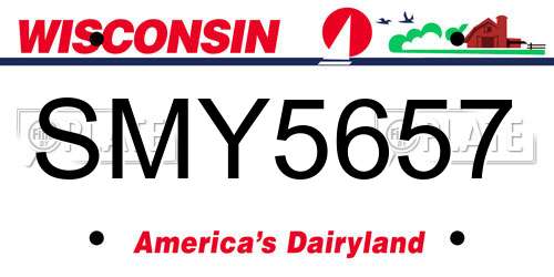 SMY5657 Wisconsin License Plate