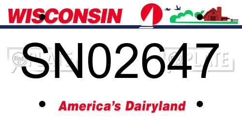 SN02647 Wisconsin License Plate