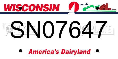 SN07647 Wisconsin License Plate
