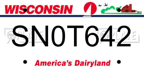 SN0T642 Wisconsin License Plate