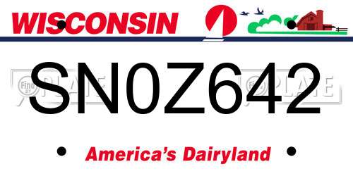 SN0Z642 Wisconsin License Plate