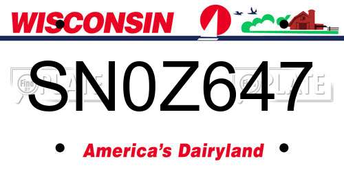 SN0Z647 Wisconsin License Plate