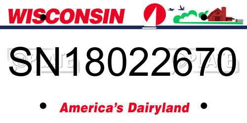 SN18022670 Wisconsin License Plate