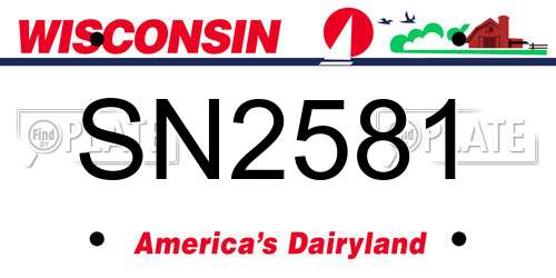 SN2581 Wisconsin License Plate